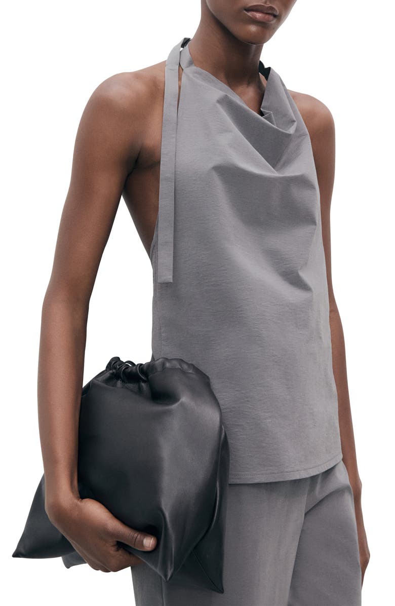 MANGO Drape Halter Top, Alternate, color, Grey