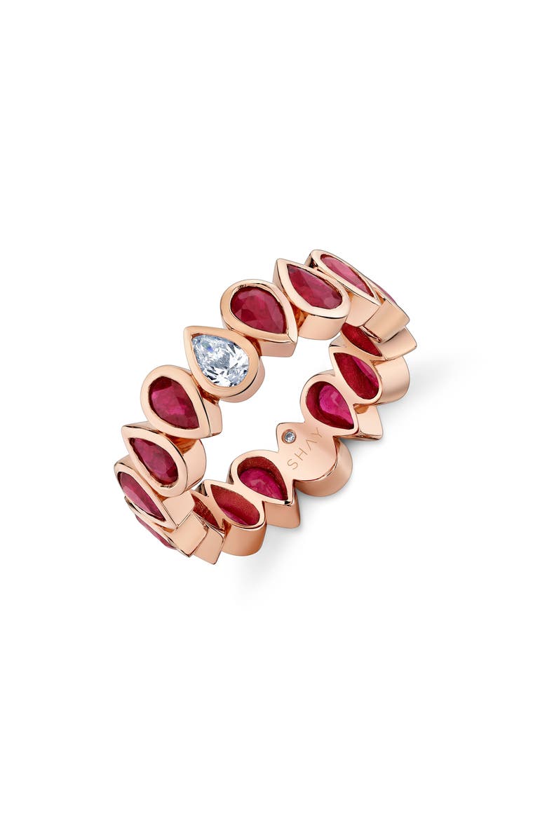 18K Gold Ruby & Diamond Ring, Main, color, RUBY/ ROSE GOLD