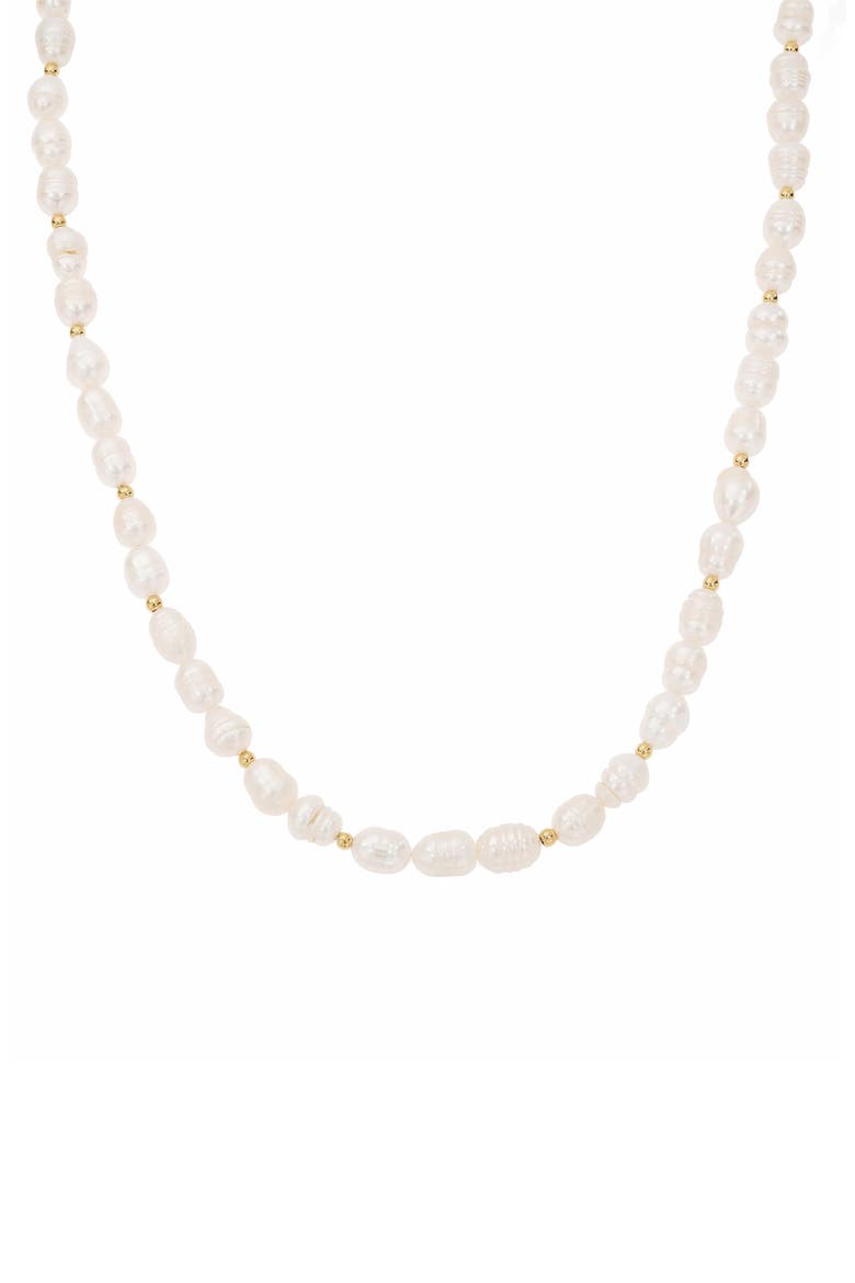 14k Gold Plated Eternal Spring Pearl Necklace Dainty Statement, Main, color, Gold