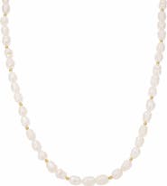 Bearfruit Jewelry 14k Gold Plated Eternal Spring Pearl Necklace Dainty Statement
