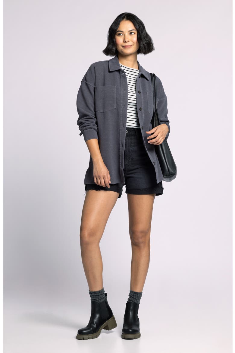 Brooke Oversize Cotton Blend Shirt Jacket, Alternate, color, WARM CHARCOAL