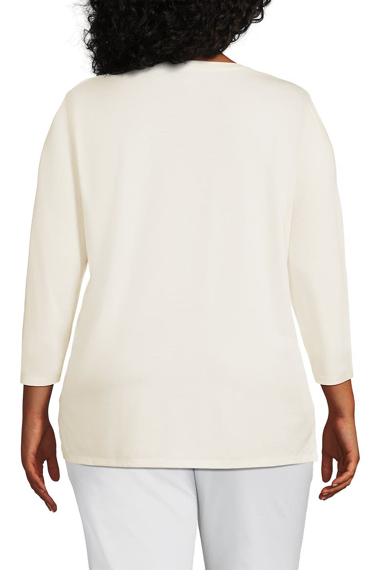 3/4 Sleeve Cotton Supima Tunic, Alternate, color, Fresh Ivory