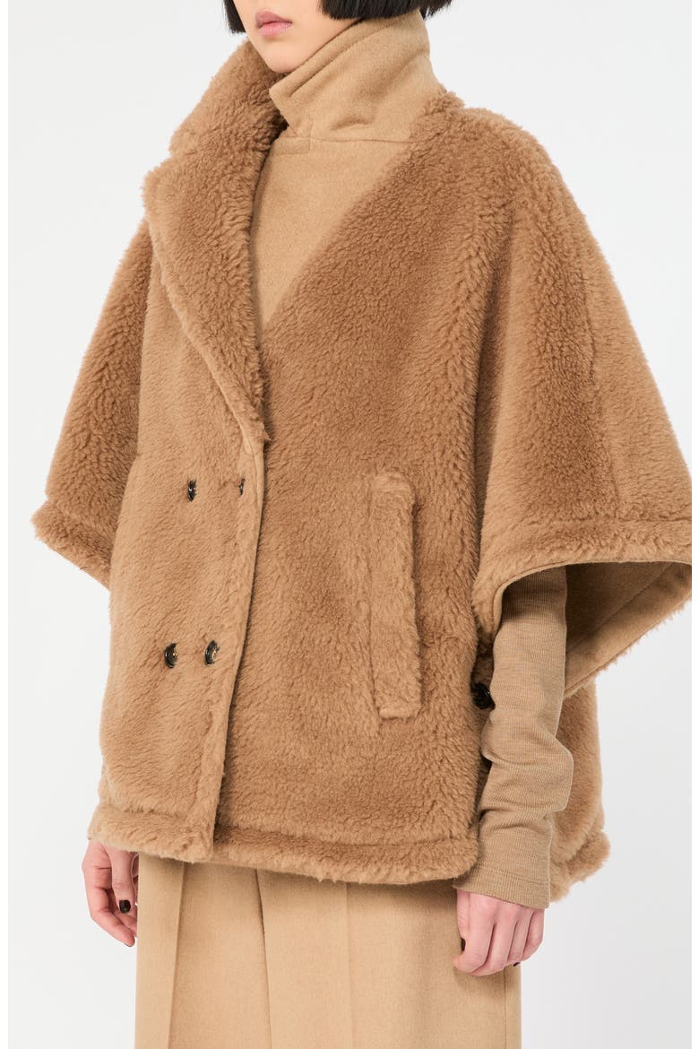 Double Breasted Wool Blend Cape, Alternate, color, CAMEL