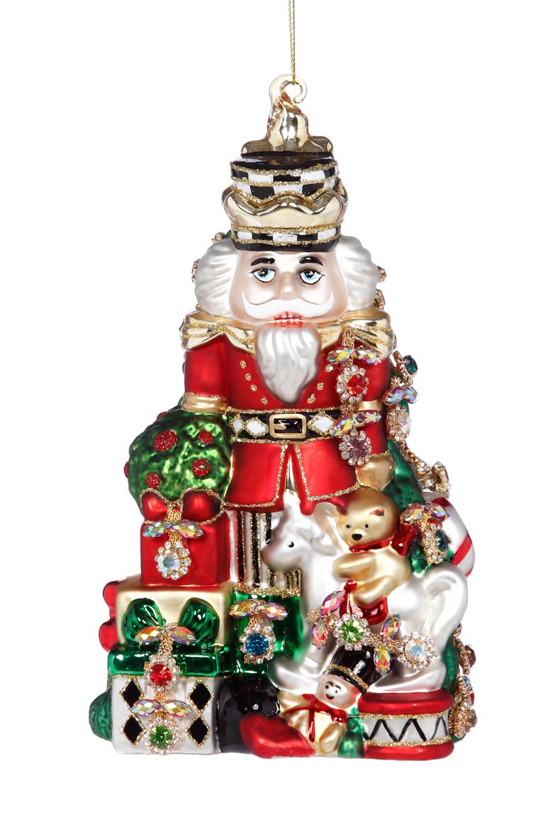 Jeweled  Nutcracker Ornament, Red and Green, Main, color, Red