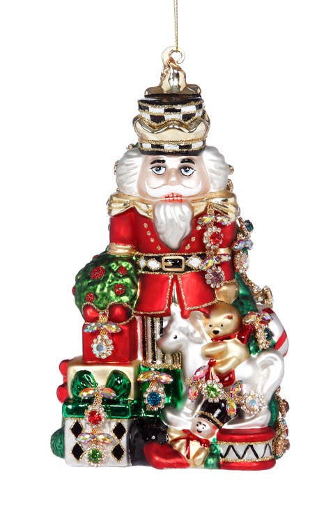 Jeweled  Nutcracker Ornament, Red and Green