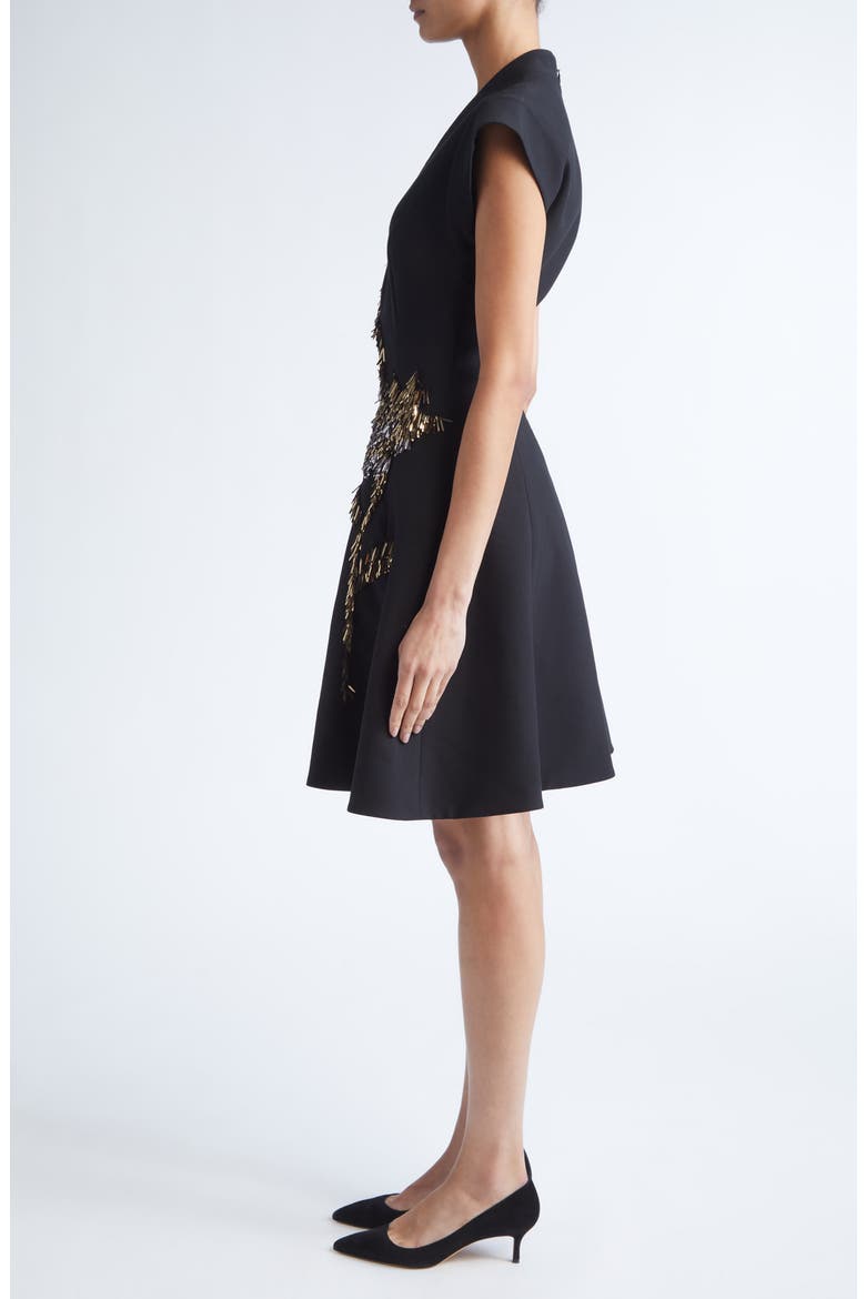 Fishing Lures Embroidered Fit & Flare Cocktail Dress, Alternate, color, BLACK