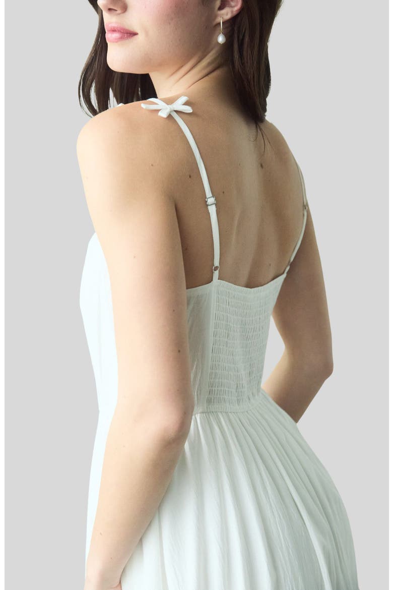 Corset Bow Strap Midi Sundress, Alternate, color, WHITE