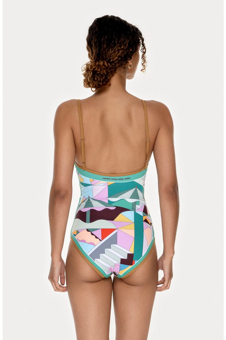 Jungle Adventure Reversible V-Neck One-Piece Swimsuit, Alternate, color, Blue