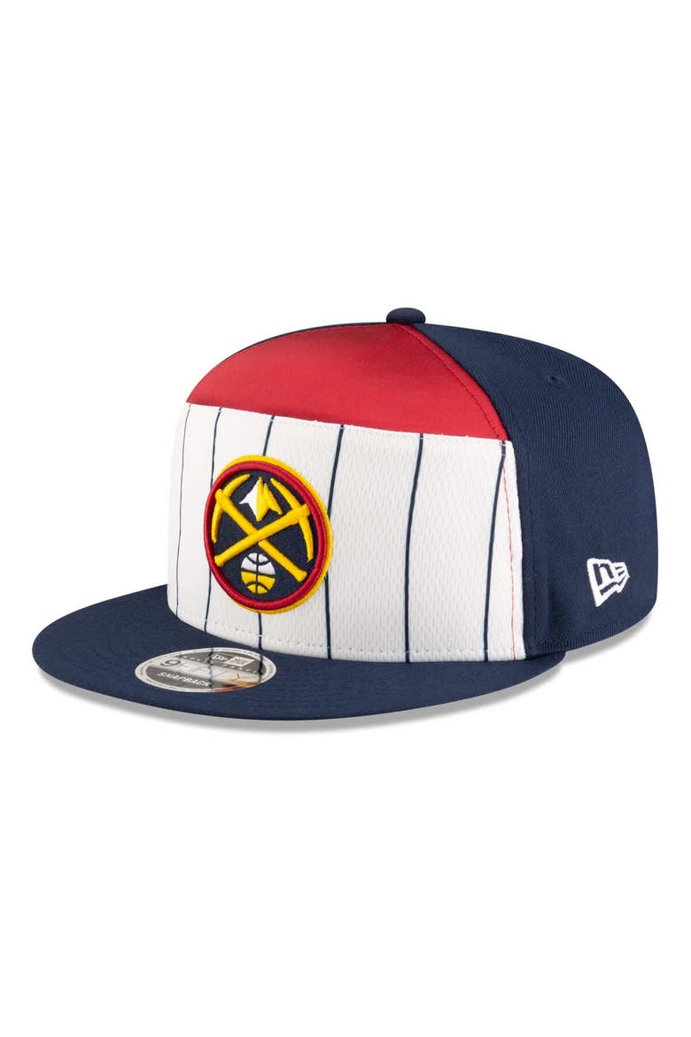Men's New Era  White/Navy Denver Nuggets 2025 NBA Tip Off Split Panel 9FIFTY Snapback Hat, Alternate, color, White