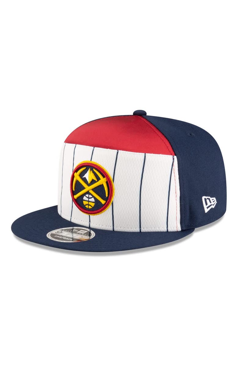 New Era Men's New Era  White/Navy Denver Nuggets 2025 NBA Tip Off Split Panel 9FIFTY Snapback Hat, Alternate, color, White
