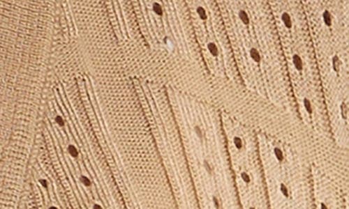 Nina Leonard Open Stitch Short Sleeve Bolero In Tan