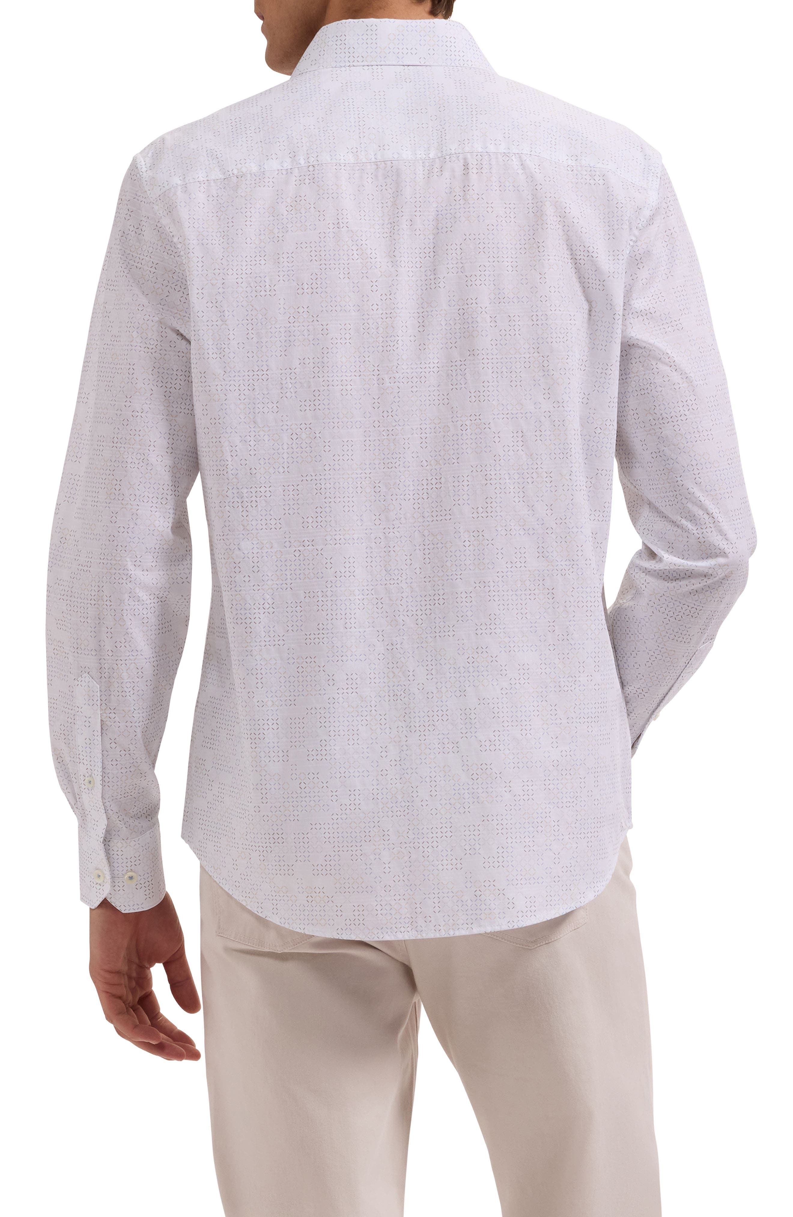 Axel Shaped Fit Geo Print Cotton Button-Up Shirt - image 2