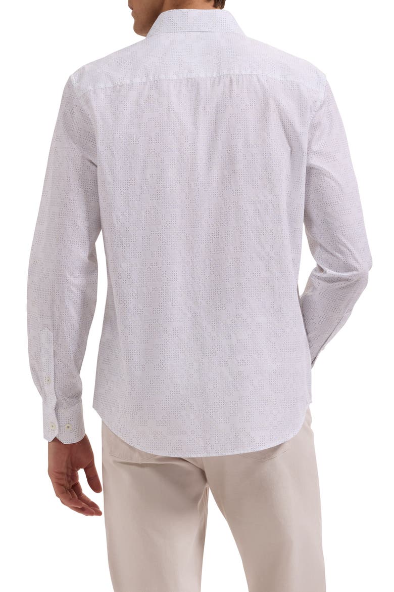Axel Shaped Fit Geo Print Cotton Button-Up Shirt, Alternate, color, WHITE
