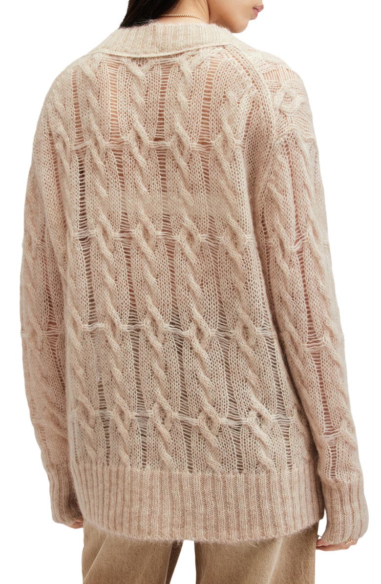 AllSaints Regan Open Stitch Mohair & Wool Blend Longline Cardigan, Alternate, color, 