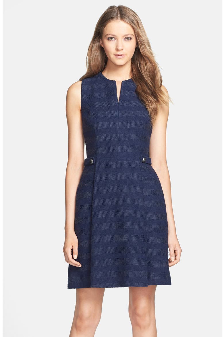 'Addison' Cotton Blend Fit & Flare Dress, Main, color, DEEP INDIGO