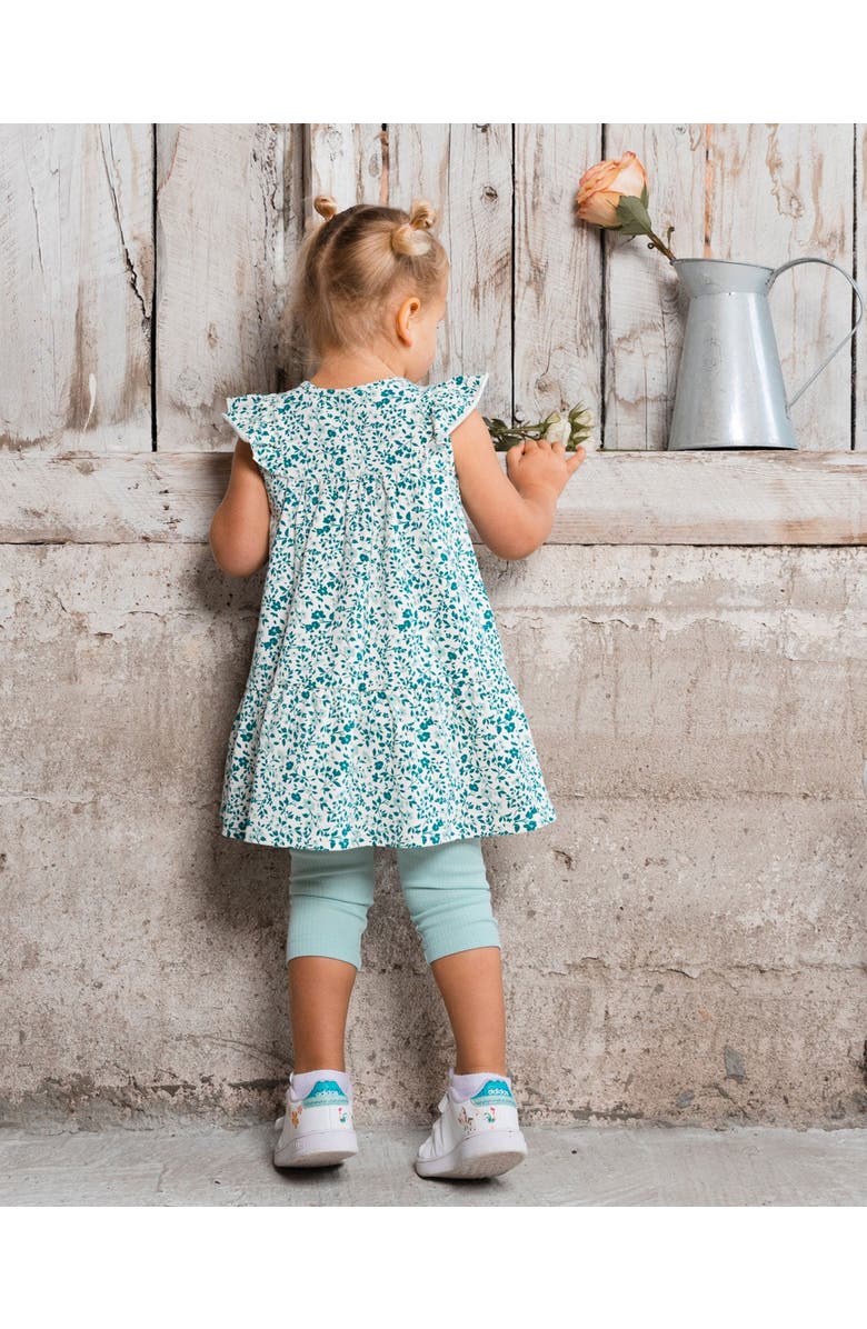 Deux par Deux Little Girl's Flat Back Rib Capri Legging Pale Teal, Alternate, color, 