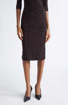 Stella McCartney Textured Snakeskin Jacquard Wool Blend Midi Skirt