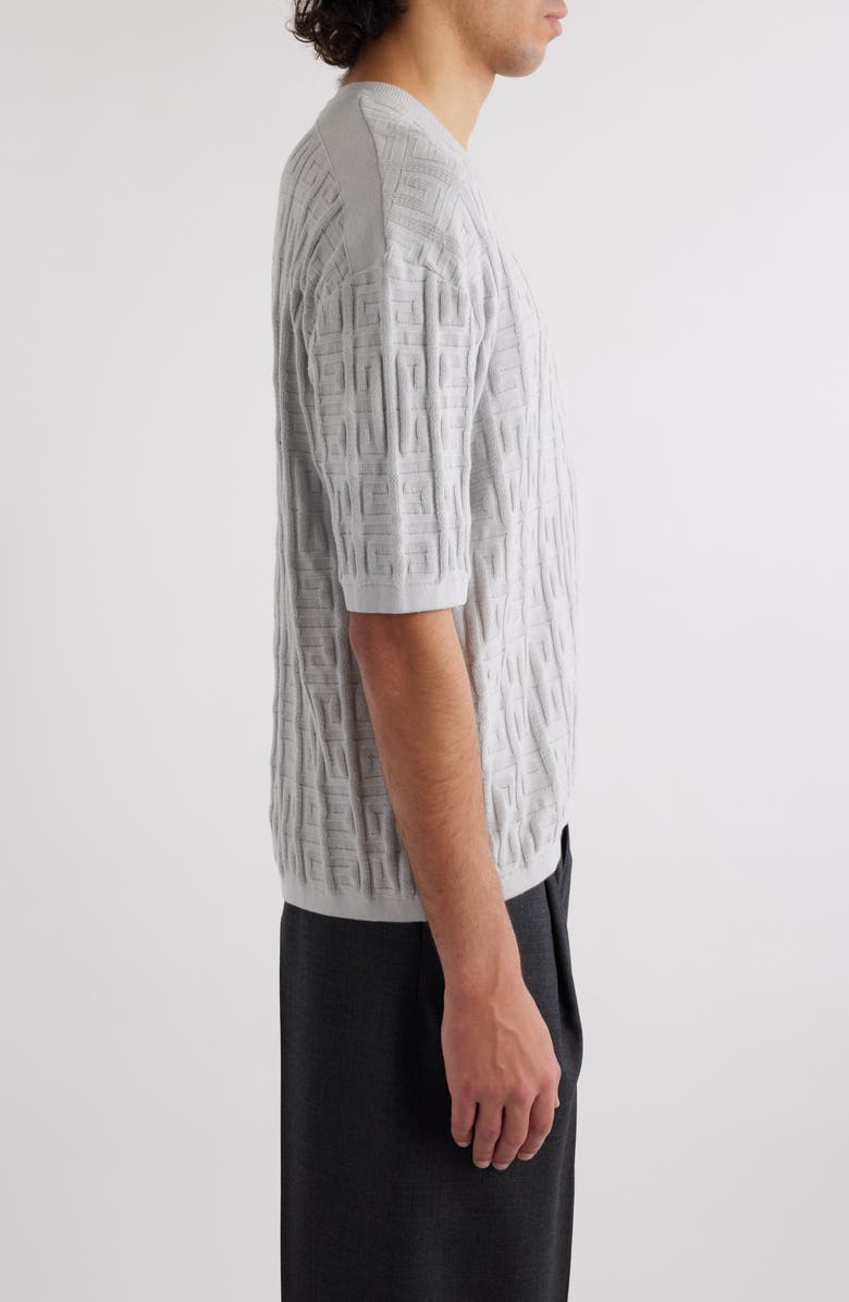 Givenchy Logo Jacquard Short Sleeve Cotton Sweater, Alternate, color,