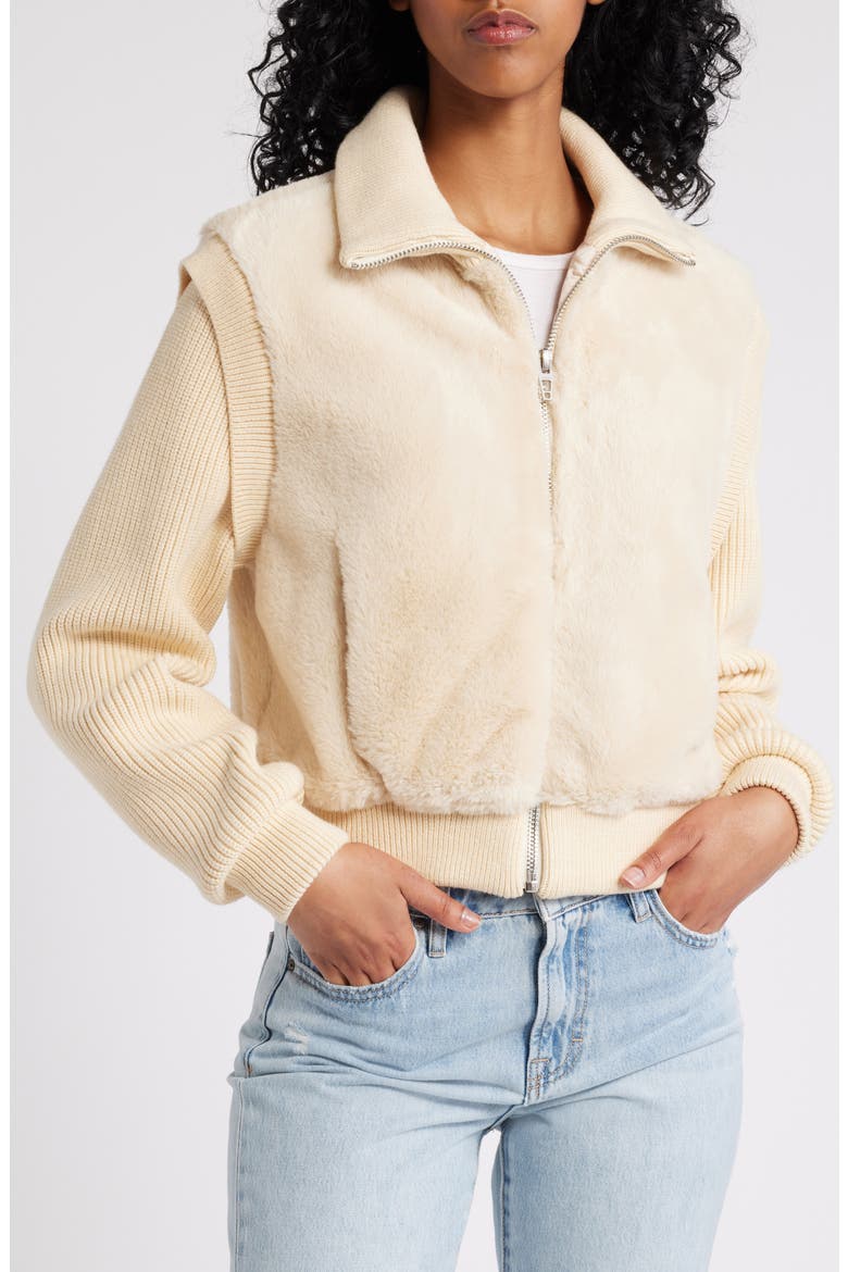 Faux Fur Sweater Bomber, Alternate, color, DAYDREAMER