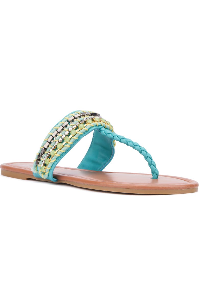 NEW YORK AND COMPANY Joyce Beaded T-Strap Sandal, Main, color,