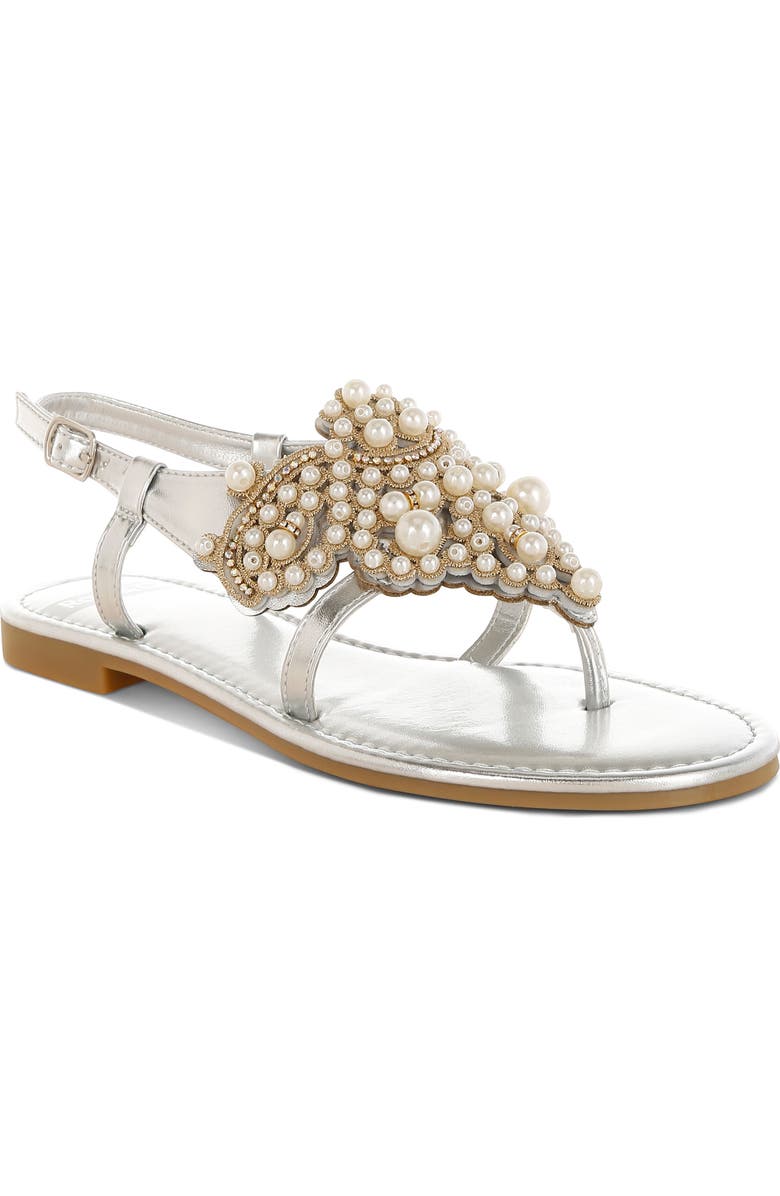 Rag & Co Opazie Faux Pearl Sandal, Main, color,