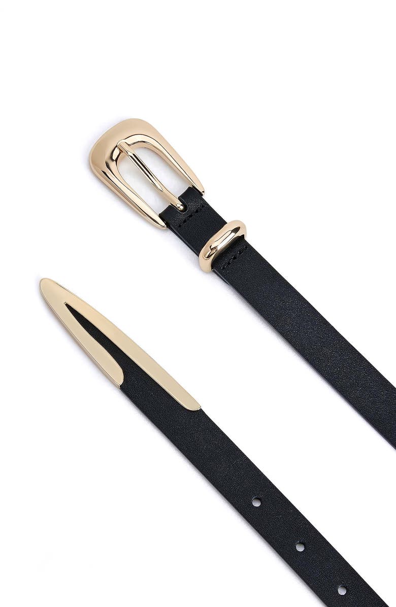 Ettika Liquid Metal Western Buckle Belt, Alternate, color, Black