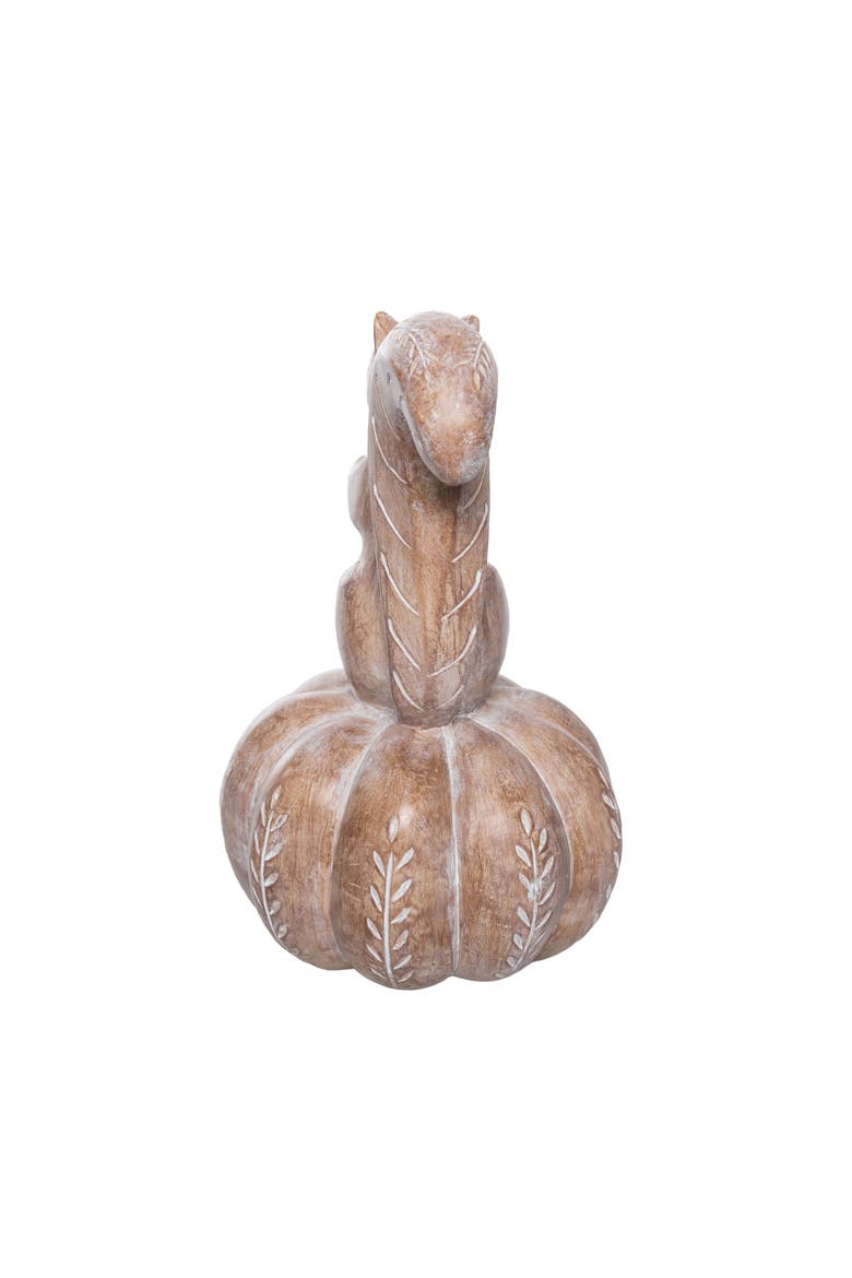 Squirrel On Pumpkin Figurine, Alternate, color, Brown