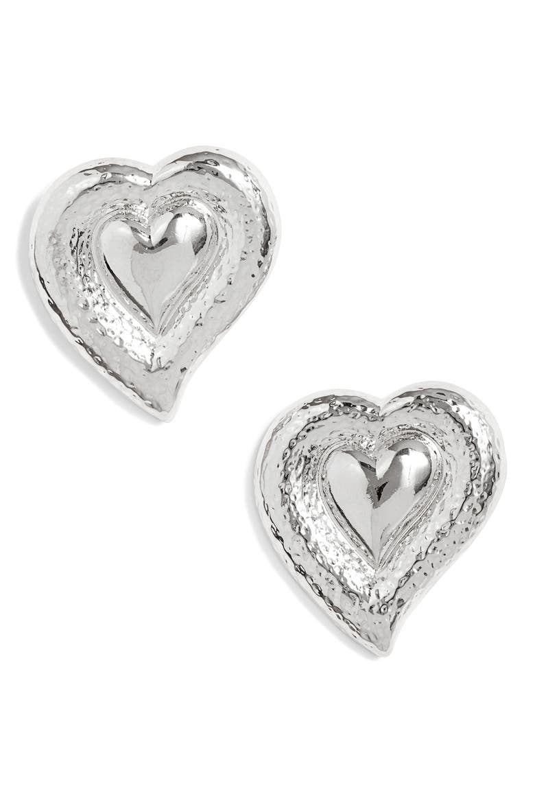 Praque Heart Shaped Earrings, Main, color, SILVER