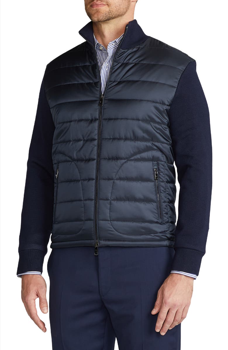 Ralph Lauren Purple Label Quilted Nylon & Wool Knit Jacket, Alternate, color, Classic Chairman Navy