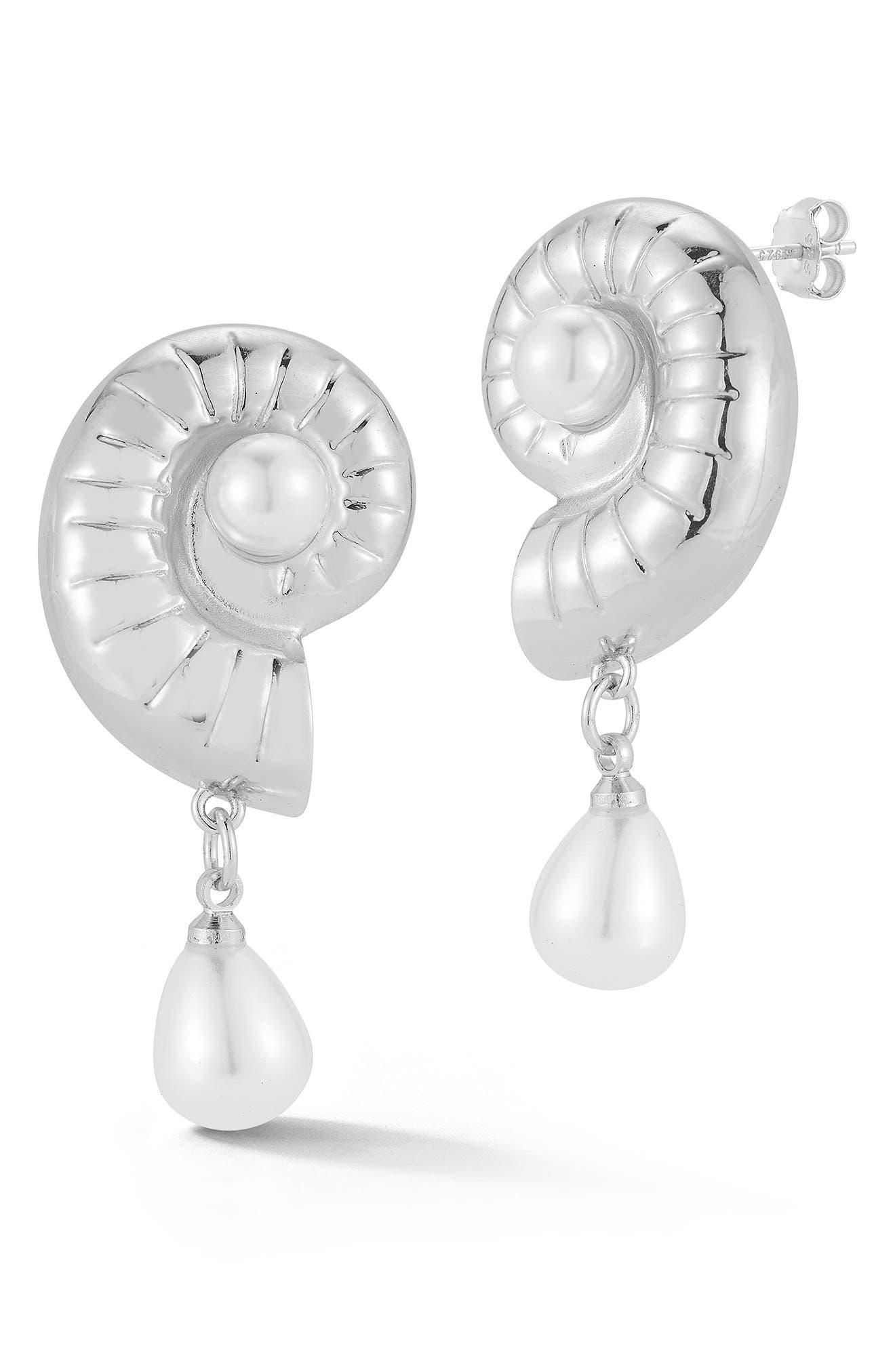 GLAZE JEWELRY Faux Pearl Shell Drop Earrings