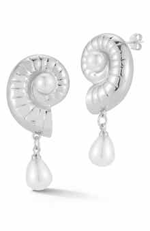 Faux Pearl Shell Drop Earrings