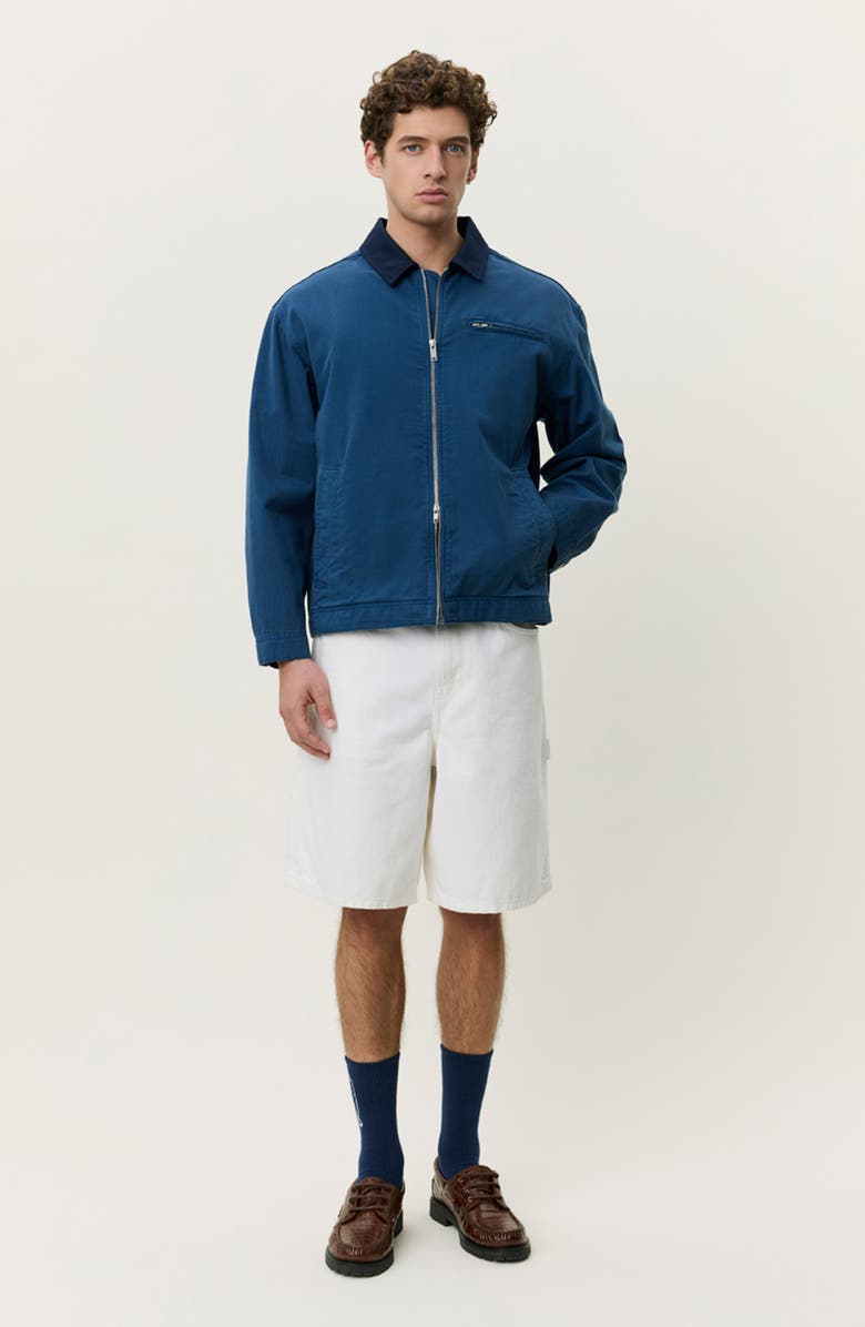 Les Deux Cotton Twill Zip Jacket, Alternate, color, Dark Denim Blue