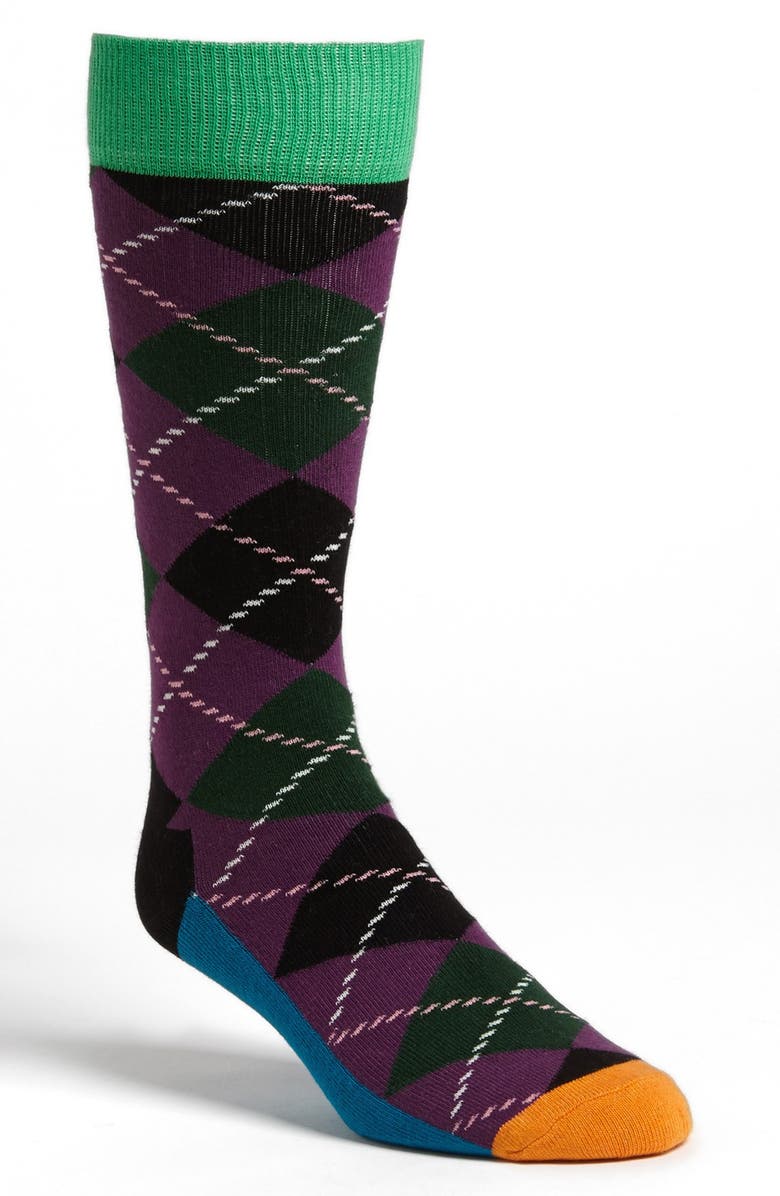 Happy Socks Argyle Patterned Combed Cotton Blend Socks, Main, color, 
