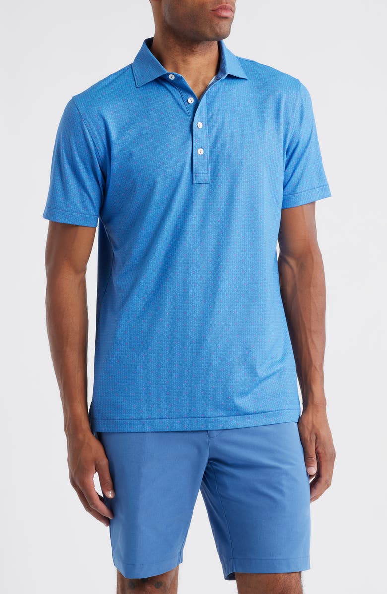 Peter Millar Crown Crafted Due North Performance Jersey Polo, Main, color, Lunar Blue