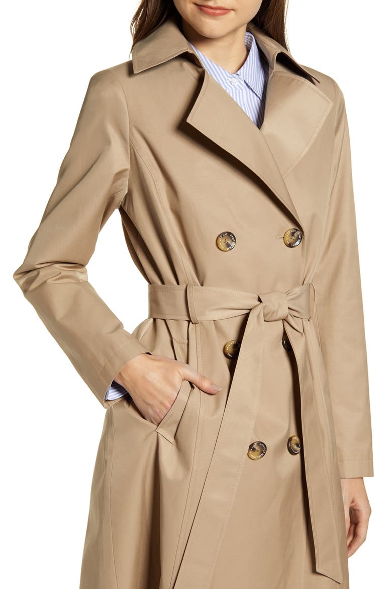 Double Breasted Trench Coat, Alternate, color, BEIGE