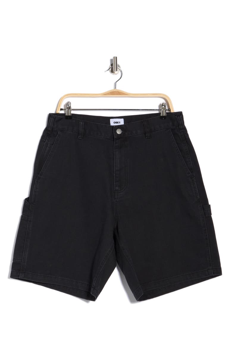 Obey Bigwig Denim Carpenter Shorts, Alternate, color, Black Faded Wash