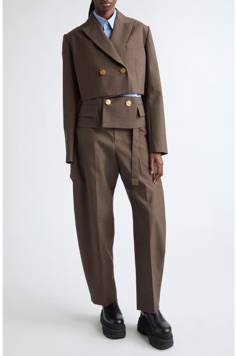 Mixed Media Wool Suiting & Stripe Cotton Blend Poplin Jacket, Alternate, color, BROWN/ LIGHT BLUE STRIPE