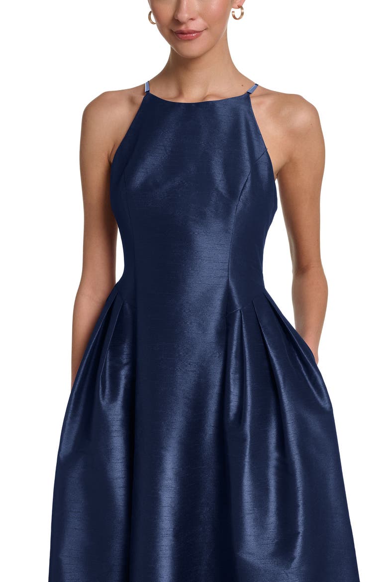 Spaghetti Strap Fit & Flare Midi Dress, Alternate, color, Navy