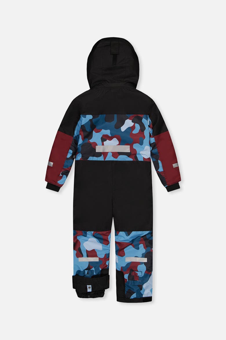 Teknik Camouflage Fleece Lined & Reinforced Knees One Piece Snowsuit, Alternate, color, Blue and Red Camouflage