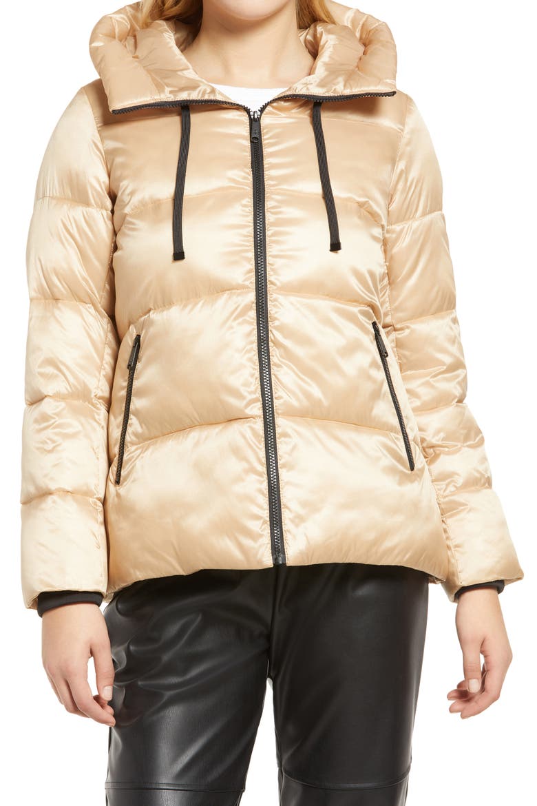 Iridescent Water Repellent Hooded Puffer Jacket, Alternate, color, CASHMERE BEIGE