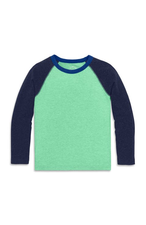 Kids Heathered Long Sleeve Baseball Tee