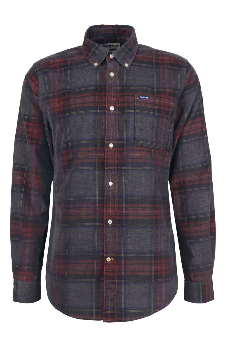 Barbour Southfield Plaid Tailored Button-Down Shirt, Alternate, color, Grey Marl