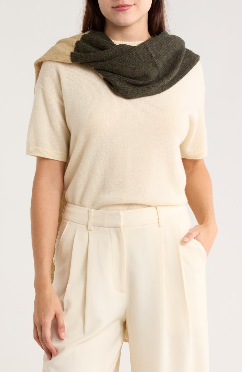 Portolano Cowl Neck Wool Blend Scarf, Main, color, Light Camel/ Multi Brown