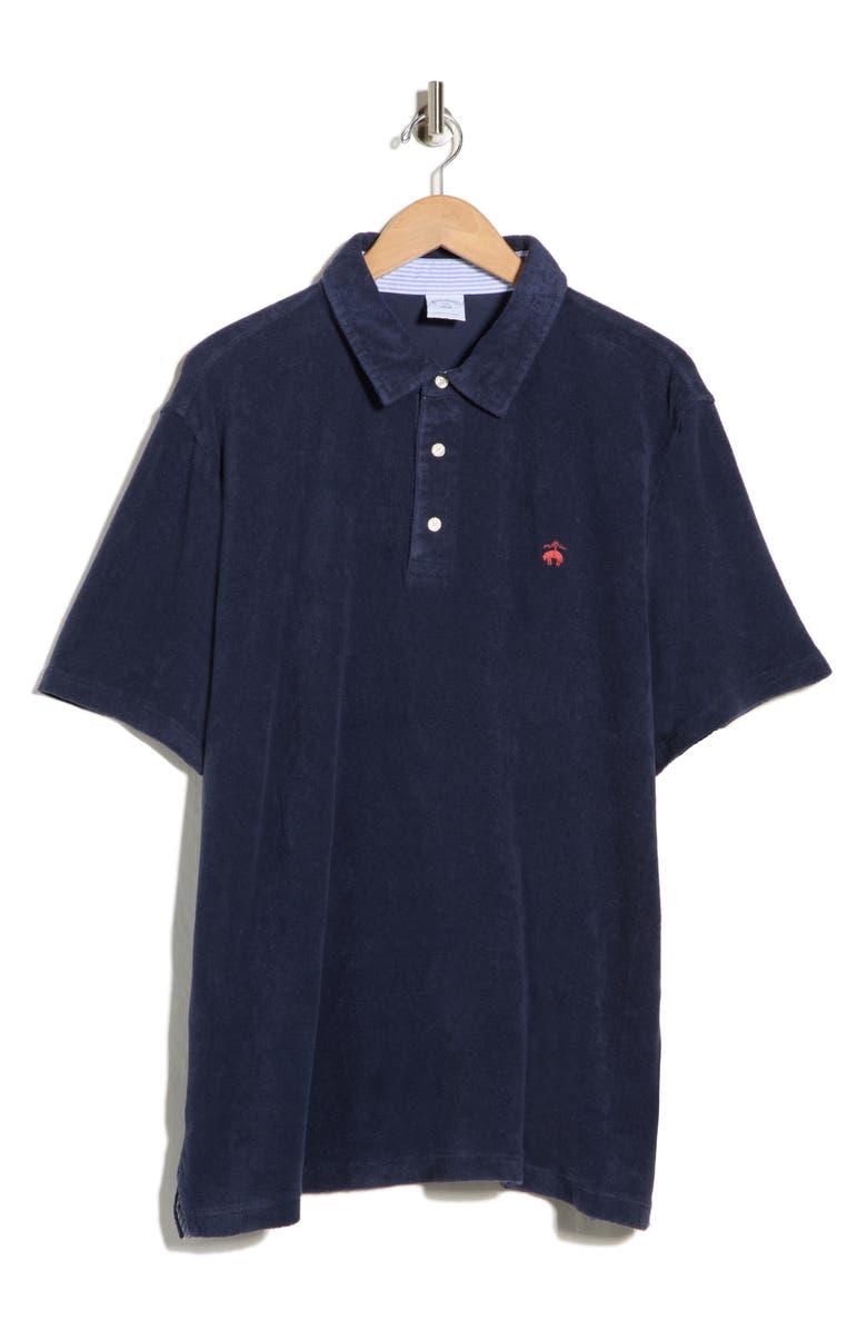 Brooks Brothers Terry Cotton Polo, Main, color, Navy Blazer