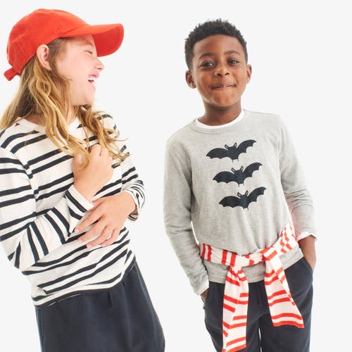 Primary Kids Long Sleeve Bat Tee In Gray