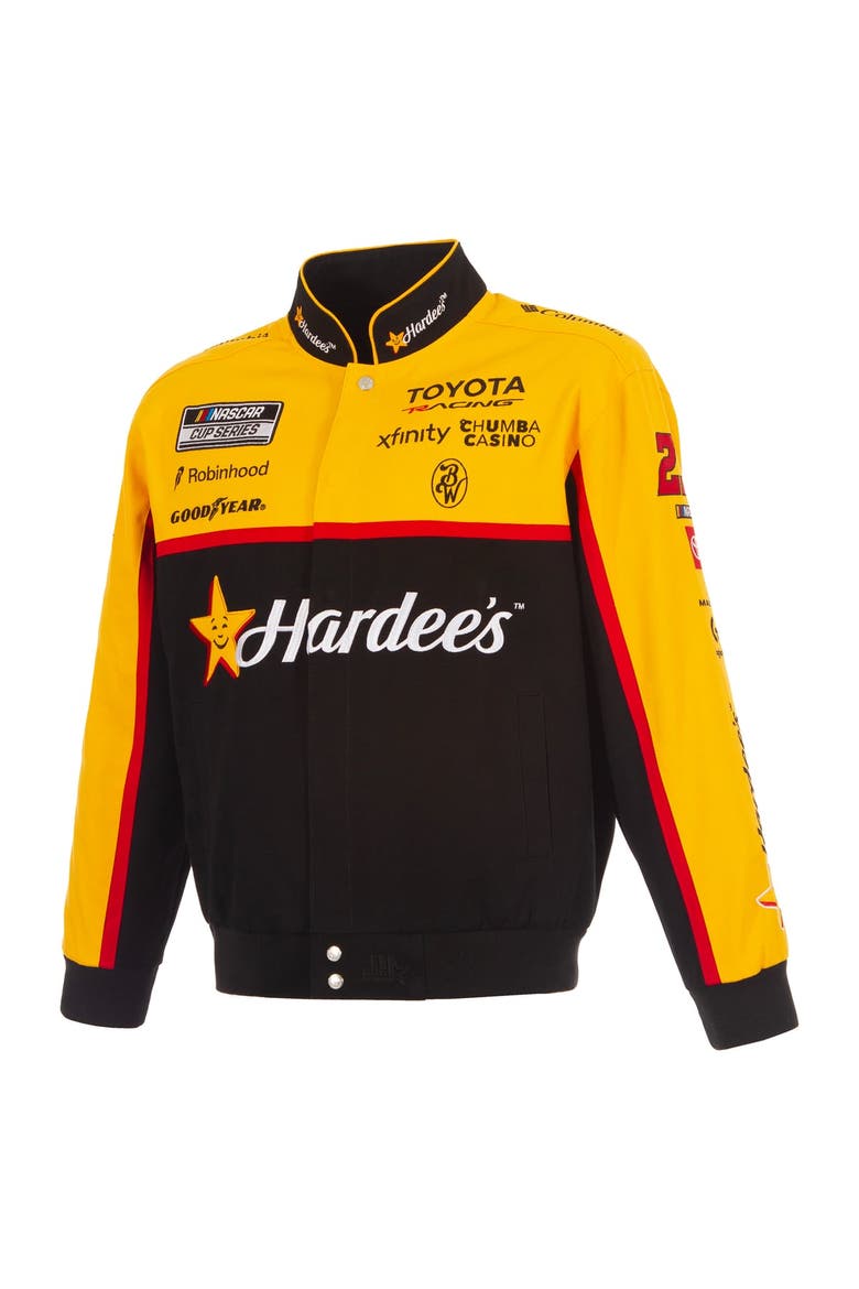 Men's JH Design Black Bubba Wallace 2026 Hardee's Full-Snap Twill Racing Jacket, Alternate, color, Black