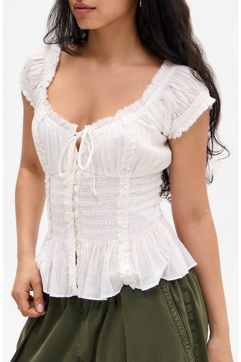 Mabel Floral Cotton Top, Main, color, WHITE