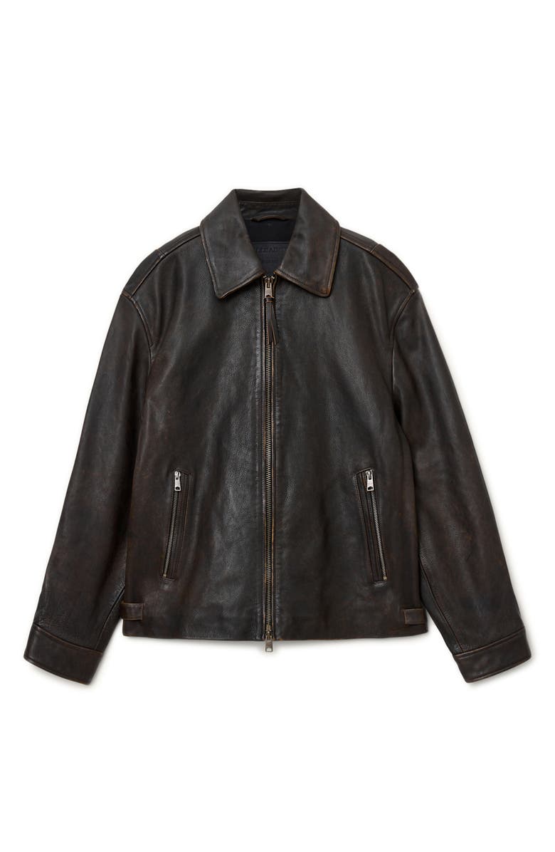 AllSaints Garrison Leather Jacket, Alternate, color, Black