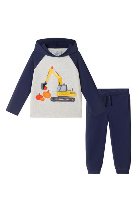 Kids' Excavator Hooded T-Shirt and Joggers Set
