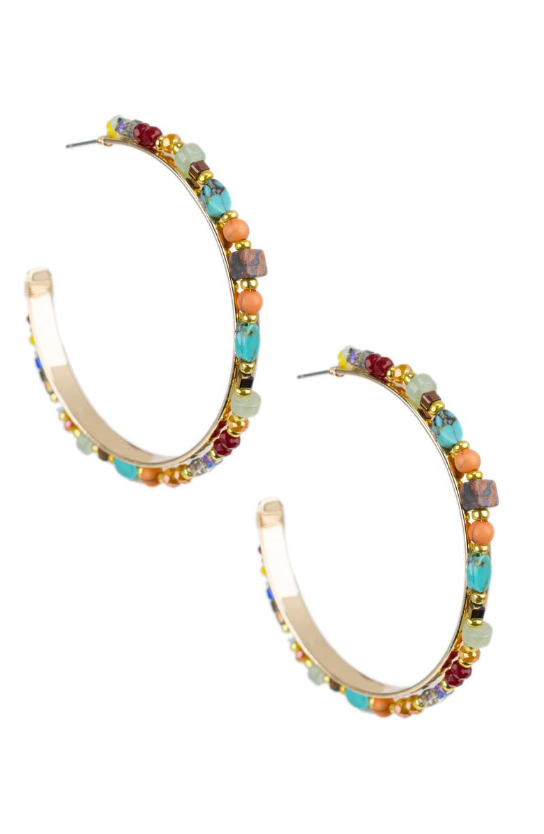 JARDIN Bead Hoop Earrings, Main, color, 